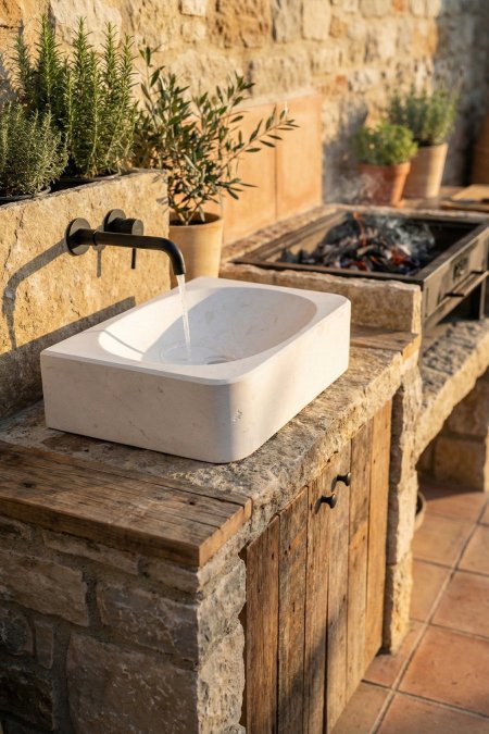 حوض حجر طبيعي – 43×26 سم